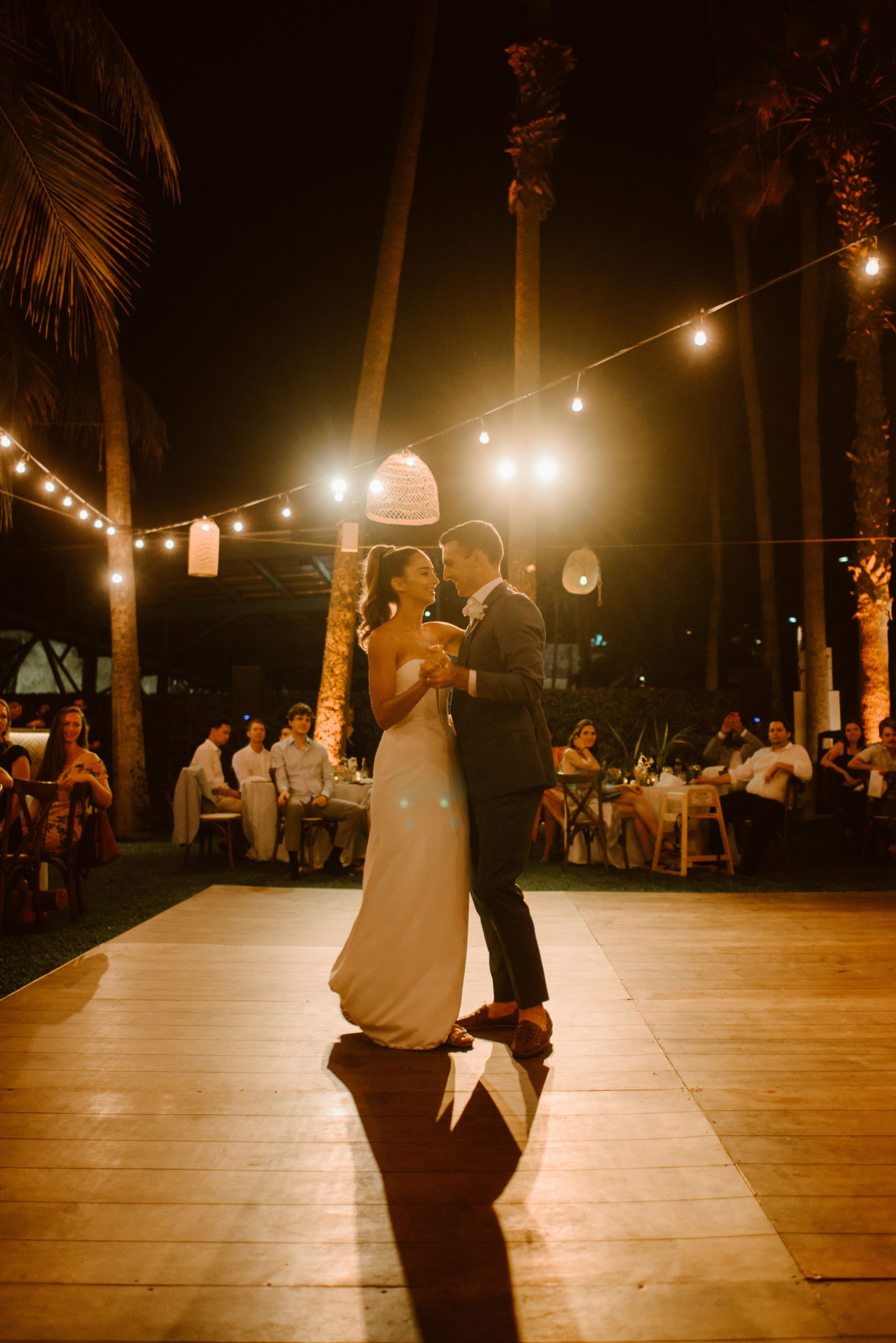 bride and groom first dance cabo wedding weekend boho tropical