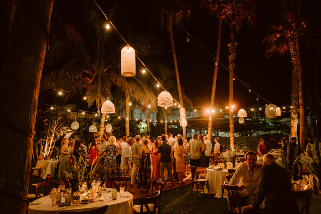 Cabo wedding reception, boho night tropical theme